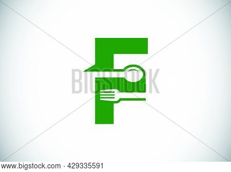 Initial F Monogram Alphabet With A Fork, Spoon. Font Emblem. Modern Vector Logo For Cafe, Restaurant