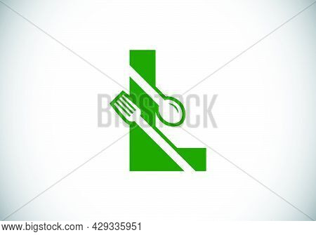Initial L Monogram Alphabet With A Fork, Spoon. Font Emblem. Modern Vector Logo For Cafe, Restaurant