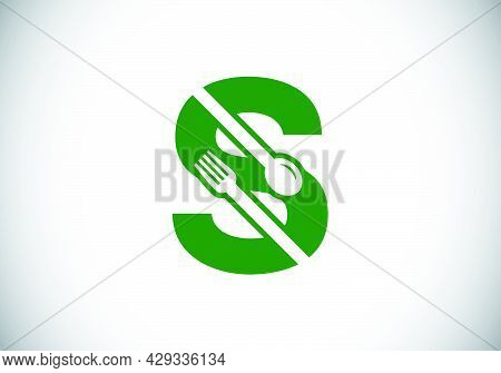 Initial S Monogram Alphabet With A Fork, Spoon. Font Emblem. Modern Vector Logo For Cafe, Restaurant