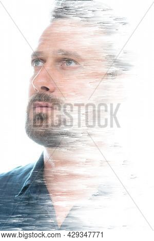 A portrait of a man with fading effect