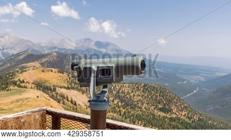 Close up shot of telescope at Monarch ridge in Colorado