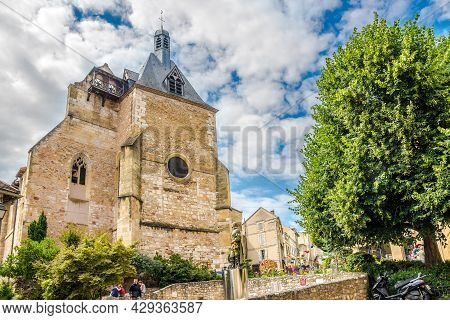 Bergerac, France - June 24,2021 - View At The Church Of Saint Jacques With Newest Statue Of Cyrano I
