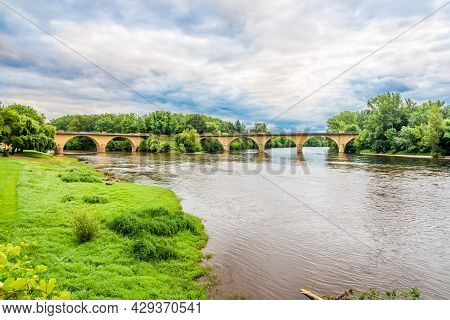 View At The Confluence Of Dordogne And Vezere Rivers Near Limeuil In France