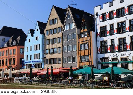 Cologne, Germany - September 22, 2020: Architecture Of Frankenwerft Embankment In Cologne, Germany. 