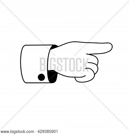 Index Finger. Outline Forefinger Points To Side. Direction Indication. Cartoon Illustration. Human H