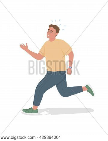 Man With Chronic Lateness Semi Flat Color Vector Character. Full Body Person On White. Scatterbraine