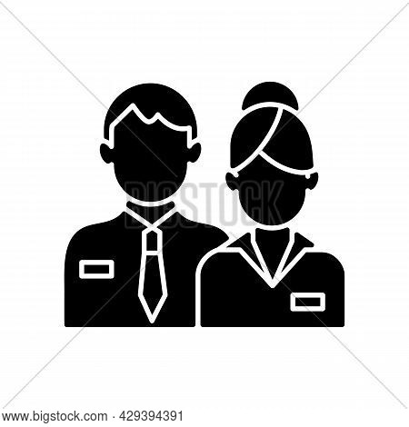 Company Staff Black Glyph Icon. Congressman Couple. Man And Woman In Uniform. Official Business Repr