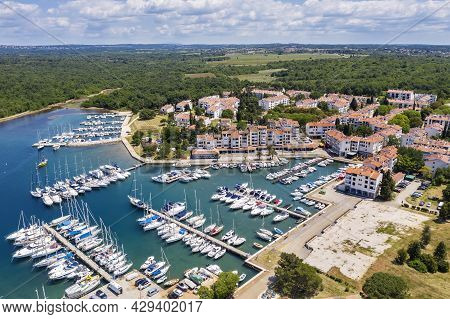 An Aerial Shot Of Cervar Porat And Marina With Yachts And Boats In Cervar, Istria, Croatia