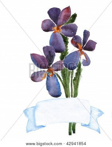 Aquarell Blumen mit banner