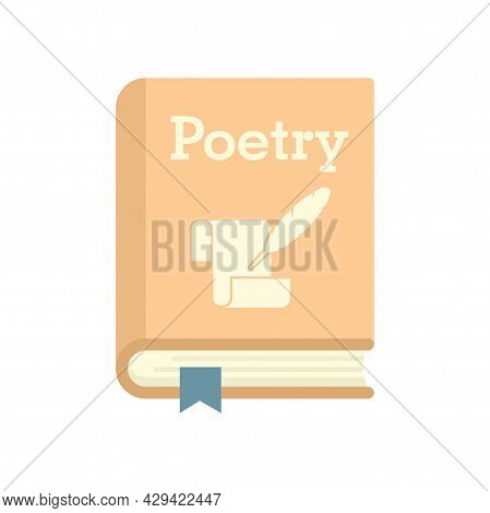 Literary Poetry Book Icon. Flat Illustration Of Literary Poetry Book Vector Icon Isolated On White B