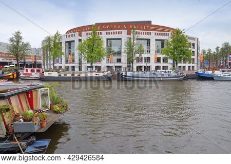 Amsterdam, Netherlands - July 8, 2017: Stopera Building In Amsterdam, Netherlands. Stopera Houses Th