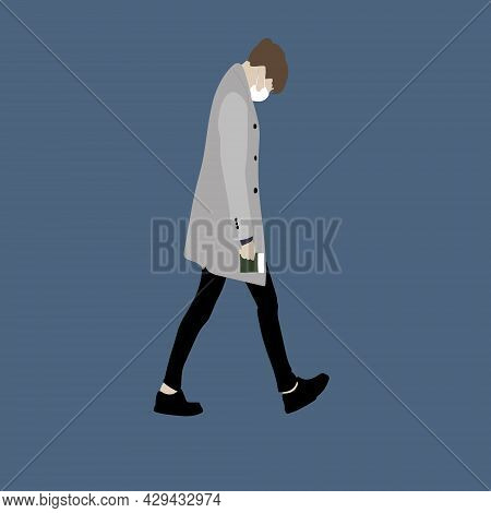 Vector Illustration Of Kpop Street Fashion. Street Idols Of Koreans. The Idol Of Kpop Men's Fashion.