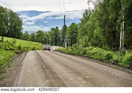 Vacation Roadtrip Landscape. Russian Altai Mountains. Multa Region. Holiday At Home. Staycation Conc