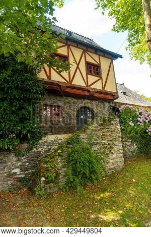 Old Colored House In The Medieval Village Of Rochefort-en-terre, Morbihan Department In The Brittany