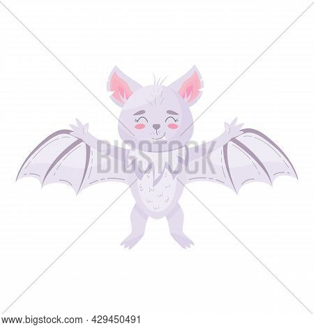 Cute Cartoon Bat. Halloween Vector Illustration Flittermouse
