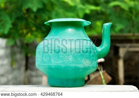 A Closeup View Of A Plastic Water Pot Countryside Of India