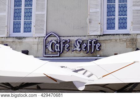La Rochelle , Aquitaine France - 07 30 2021 : Leffe Cafe Belgian Beer Sign Text And Brand Logo On Ba