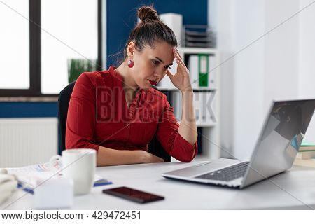 Angry Frustrated Upset Businesswoman Having Problem With Project And Failure. Upset Entrepreneur Wor
