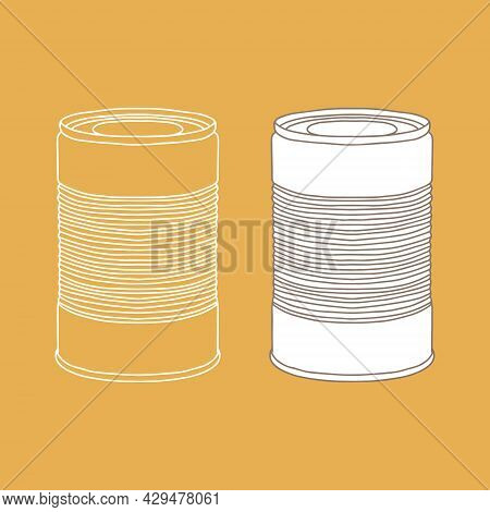 Metal Can Mockup. Vector Illustration Of Package For Food. Line Design Icon.