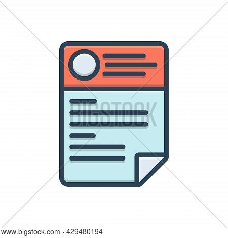 Color Illustration Icon For Cv Resume Template Paper Biography Biodata