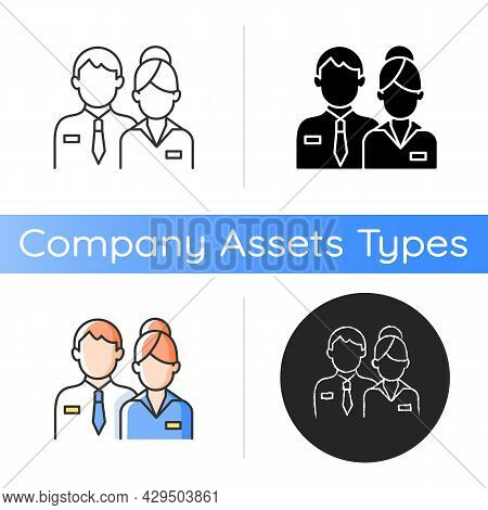 Company Staff Icon. Congressman Couple. Man And Woman In Uniform. Official Business Representatives.