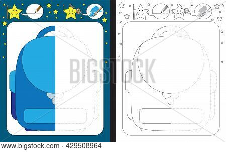 Preschool Worksheet For Practicing Fine Motor Skills - Tracing Dashed Lines - Finish The Illustratio
