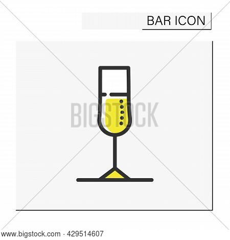 Champagne Glass Color Icon. Alcohol Stemware. Party Drink. Restaurant, Night Club, Bar Menu. Cocktai