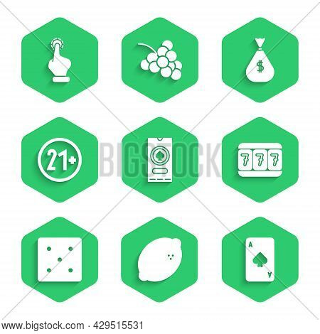 Set Casino Poker Tournament Invitation, Slot Machine With Lemon, Playing Card Spades, Slot Lucky Sev