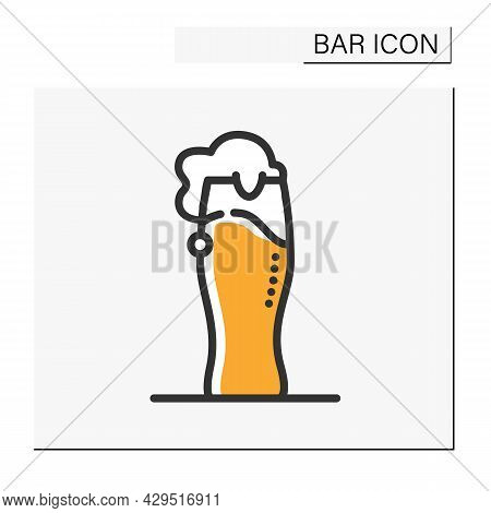 Beer Glass Color Icon. Alcohol Stemware. Party Drink. Beer Fest. Restaurant, Pub, Brewery, Bar Menu.