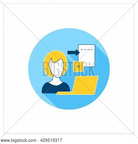 Data Entry Jobs Flat Icon.handle Different Types Of Electronic Data And Operating Devices.enter Info