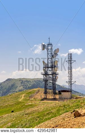 Tall communication towers at Monarch pass Colorado