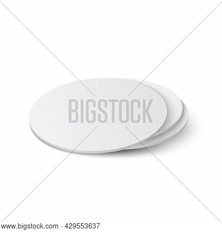 Circle Beermat, Bierdeckel Isolated On White Background With Shadow