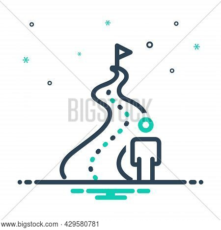 Mix Icon For Far Distant Faraway Distance Far-off Far-out Long-distance Miles Flag Human