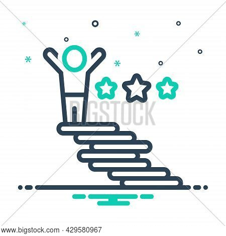 Mix Icon For Achieve Obtain Enlist Reach Attain Success Achievement Ladder Ambition Career Goal