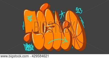 Orange Abstract Urban Graffiti Street Art Word Tesl Lettering Vector