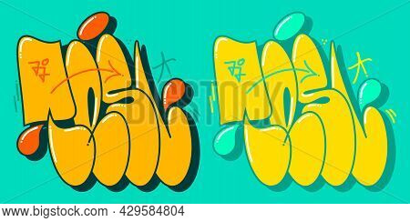 Abstract Urban Graffiti Street Art Word Tesl Lettering Vector
