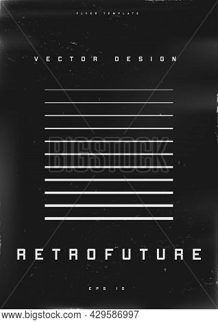Retrofuturistic Poster Design. Cyberpunk 80s Style Poster With Retrofuturistic Striped Square. Shabb