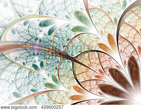 Beautiful Fractal Flower In Stained-glass Window Style. Artwork For Creative Design, Computer Genera