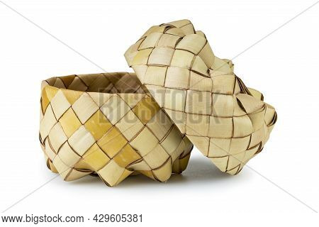 Old Woven Sugar Palm Leaves Container For Steamed Glutinous Rice (craft Natural Packaging) In Thaila