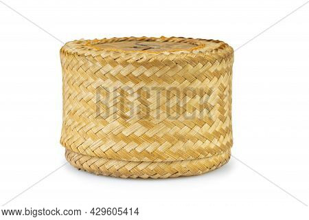 Old Woven Bamboo Container For Steamed Glutinous Rice (craft Natural Packaging) In Thailand Called K