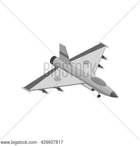 Military Air Forces Isometric Icon With F16 Fighting Falcon 3d Vector Illustration