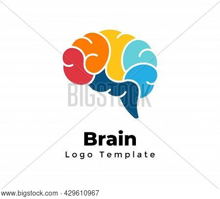 Creative Colorful Brain Vector Logo Template. Abstract Educational Sign. Thinking Concept. Medical S