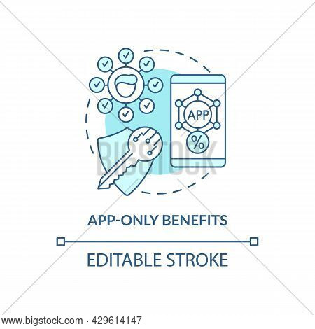 App-only Benefits Blue Concept Icon. Mobile App Bonuses For Loyal Clients Abstract Idea Thin Line Il