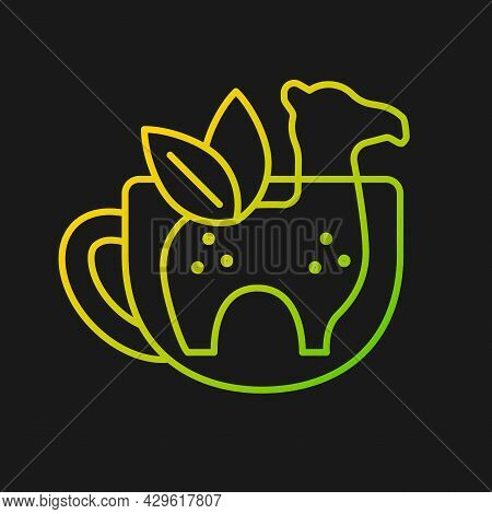 Silicone Tea Infuser Gradient Vector Icon For Dark Theme. Infuser In Form Of Animal. Funny Tea Utens