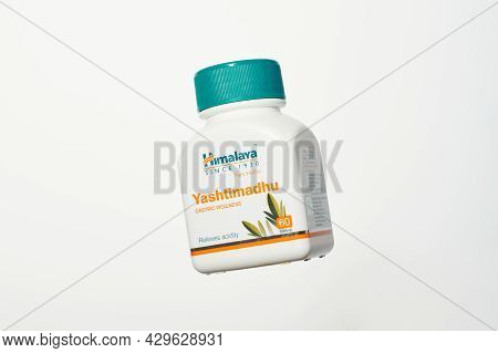 Kaliningrad, Russia - 03.07.2020 - Himalaya Yashtimadhu Ayurveda Dietary Supplement For Healing Of G