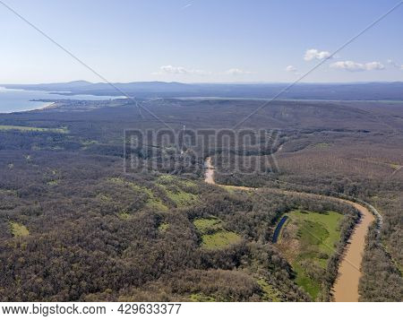 Aerial View Of Ropotamo River At Arkutino Region, Burgas Region, Bulgaria