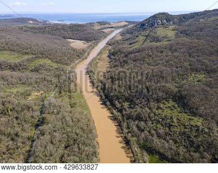Aerial View Of Ropotamo River At Arkutino Region, Burgas Region, Bulgaria