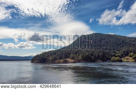 View Of Beautiful Gulf Islands During A Sunny Day. Located Near Galiano, Mayne And Vancouver Island,