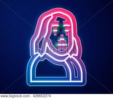 Glowing Neon Line Benjamin Franklin Icon Isolated On Blue Background. Vector