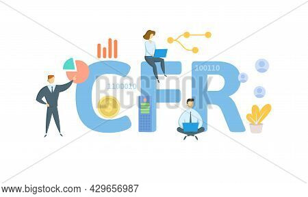 Cfr, Code Of Federal Regulations. Concept With Keyword, People And Icons. Flat Vector Illustration. 